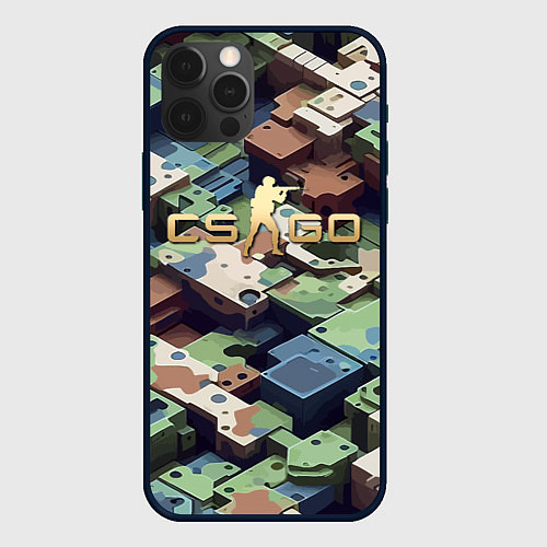 Чехол iPhone 12 Pro Контр Страйк - милитари паттерн / 3D-Черный – фото 1