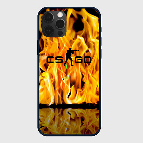 Чехол iPhone 12 Pro Counter Strike go - flame / 3D-Черный – фото 1