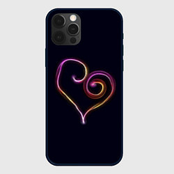 Чехол для iPhone 12 Pro Неоновое сердечко, цвет: 3D-черный