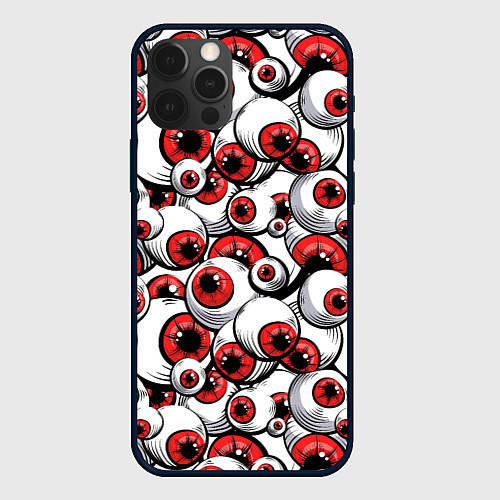 Чехол iPhone 12 Pro Красные глазные яблоки / 3D-Черный – фото 1