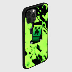 Чехол для iPhone 12 Pro Minecraft зеленый паттерн крипер, цвет: 3D-черный — фото 2