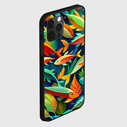 Чехол для iPhone 12 Pro Стая пестрых рыбок паттерн, цвет: 3D-черный — фото 2