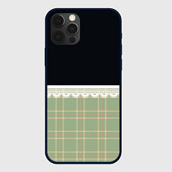 Чехол iPhone 12 Pro Клетка и рюши в салатовом цвете