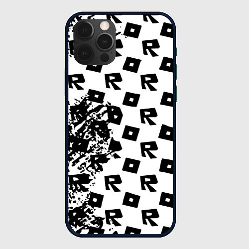 Чехол iPhone 12 Pro Roblox pattern game black / 3D-Черный – фото 1