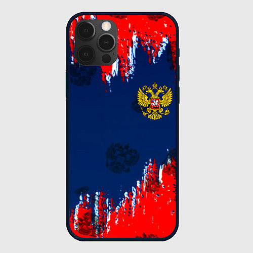 Чехол iPhone 12 Pro Россия спорт краски текстура / 3D-Черный – фото 1