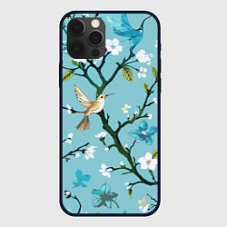 Чехол iPhone 12 Pro Колибри ветка цветущего сада
