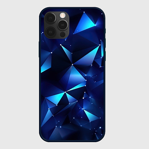 Чехол iPhone 12 Pro Синие осколки из мелких абстрактных частиц / 3D-Черный – фото 1