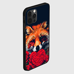 Чехол для iPhone 12 Pro Лисица с цветами и сердечками, цвет: 3D-черный — фото 2