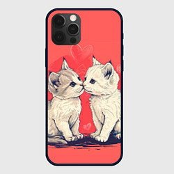 Чехол для iPhone 12 Pro Влюбленные котята день святого Валентина, цвет: 3D-черный