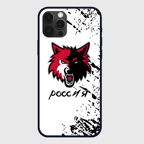 Чехол iPhone 12 Pro Волк Россия краски / 3D-Черный – фото 1