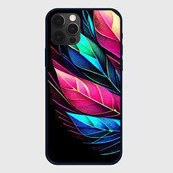 Чехол iPhone 12 Pro Букет из цветных перьев - неон
