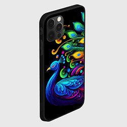 Чехол для iPhone 12 Pro Neon peacock - art, цвет: 3D-черный — фото 2