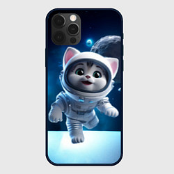 Чехол для iPhone 12 Pro Котёнок в космосе, цвет: 3D-черный