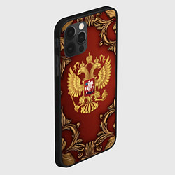 Чехол для iPhone 12 Pro Золотой герб России на красном фоне лепнина, цвет: 3D-черный — фото 2