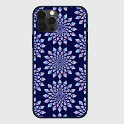 Чехол iPhone 12 Pro Криптовалюта Эфириум паттерн по кругу на синем