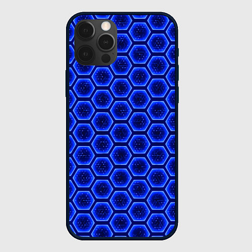 Чехол iPhone 12 Pro Энергетический щит - синий / 3D-Черный – фото 1