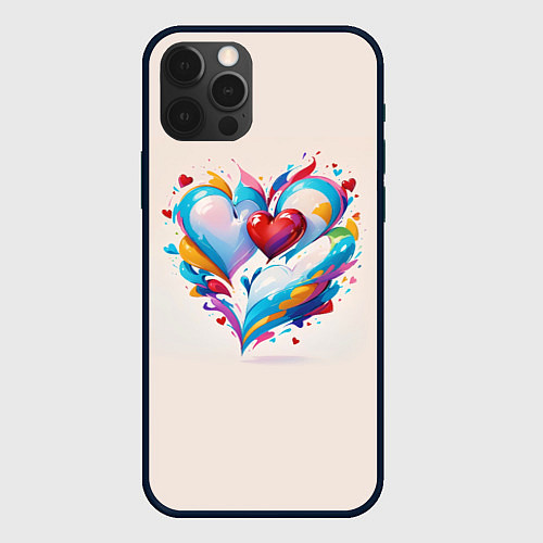 Чехол iPhone 12 Pro Пара сердец / 3D-Черный – фото 1