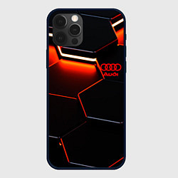 Чехол для iPhone 12 Pro Audi неоновый соты, цвет: 3D-черный