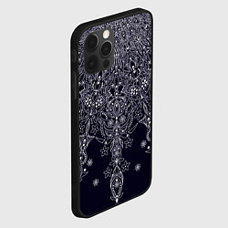 Чехол для iPhone 12 Pro Тёмно-синий узоры мандала, цвет: 3D-черный — фото 2