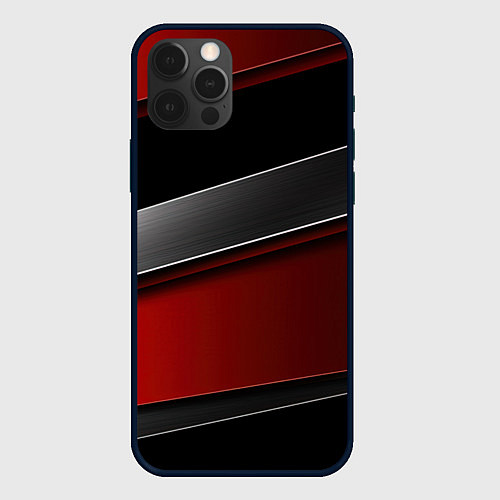 Чехол iPhone 12 Pro Красный серый и черный / 3D-Черный – фото 1