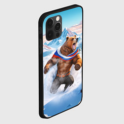 Чехол для iPhone 12 Pro Медведь с триколором, цвет: 3D-черный — фото 2