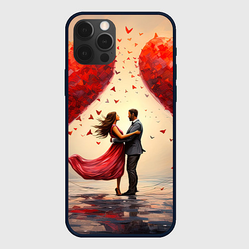 Чехол iPhone 12 Pro Влюбленная пара 14 февраля / 3D-Черный – фото 1