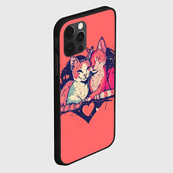 Чехол для iPhone 12 Pro Влюбленные коты в виде сердца, цвет: 3D-черный — фото 2