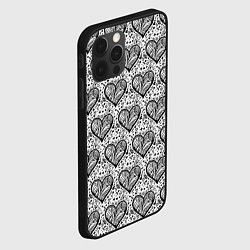 Чехол для iPhone 12 Pro Сердце в черно белых узорах, цвет: 3D-черный — фото 2