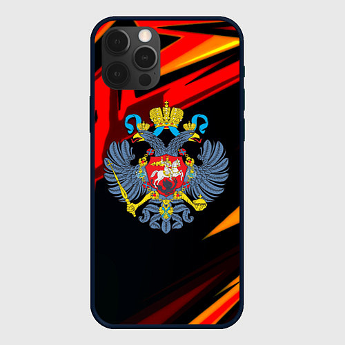 Чехол iPhone 12 Pro Герб Рф геометрия / 3D-Черный – фото 1