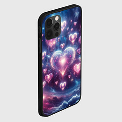 Чехол для iPhone 12 Pro Космические сердца - звезды, цвет: 3D-черный — фото 2