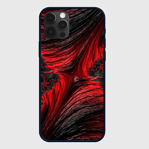 Чехол iPhone 12 Pro Красно черный текстурный фон / 3D-Черный – фото 1