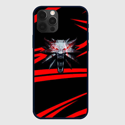 Чехол iPhone 12 Pro Ведьмак дикая охота лого линии / 3D-Черный – фото 1