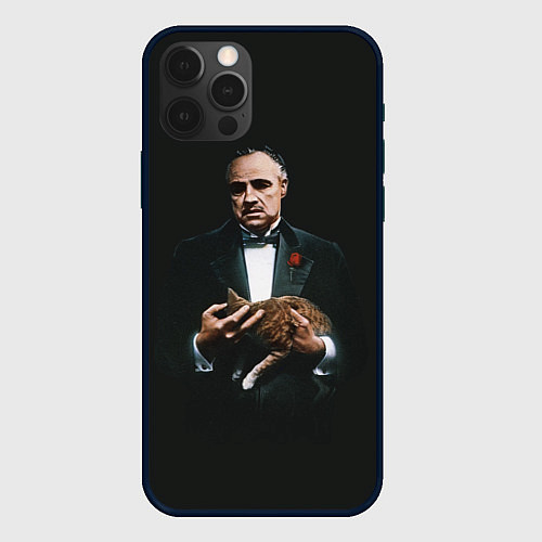 Чехол iPhone 12 Pro Крестный отец и кот / 3D-Черный – фото 1