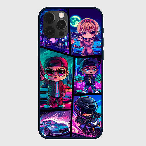 Чехол iPhone 12 Pro GTA chibi style / 3D-Черный – фото 1