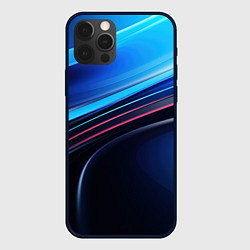 Чехол iPhone 12 Pro Синяя и черная абстракция геометрическая