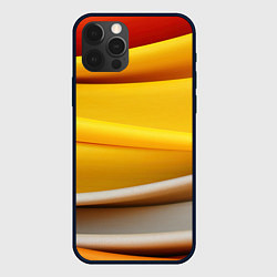 Чехол для iPhone 12 Pro Желтая абстракция с оранжевой волной, цвет: 3D-черный
