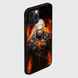 Чехол для iPhone 12 Pro Ведьмак и пламя, цвет: 3D-черный — фото 2