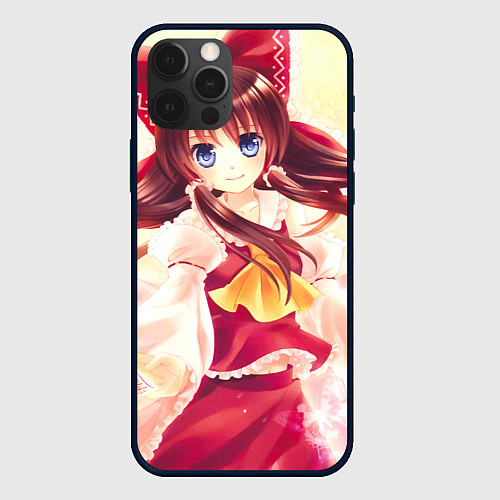 Чехол iPhone 12 Pro Touhou Project Рейму улыбается / 3D-Черный – фото 1