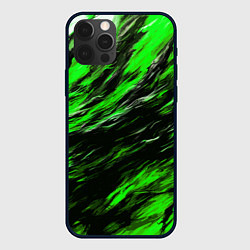 Чехол iPhone 12 Pro Чёрная и зелёная буря