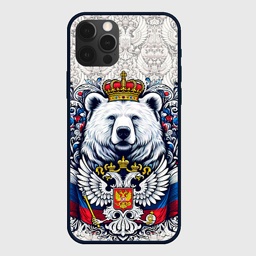 Чехол iPhone 12 Pro Белый русский медведь / 3D-Черный – фото 1