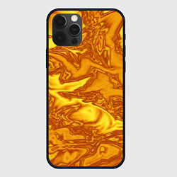 Чехол для iPhone 12 Pro Абстракция жидкое золото, цвет: 3D-черный