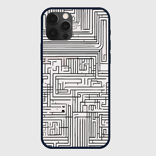 Чехол iPhone 12 Pro Лабиринт чб / 3D-Черный – фото 1