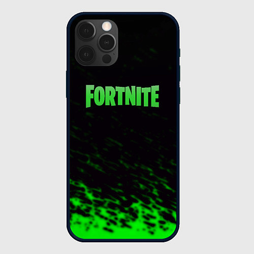 Чехол iPhone 12 Pro Fortnite краски зелёные / 3D-Черный – фото 1