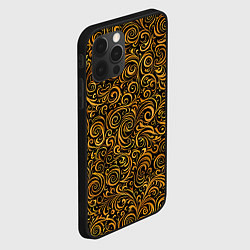 Чехол для iPhone 12 Pro Золотые узоры завитки, цвет: 3D-черный — фото 2