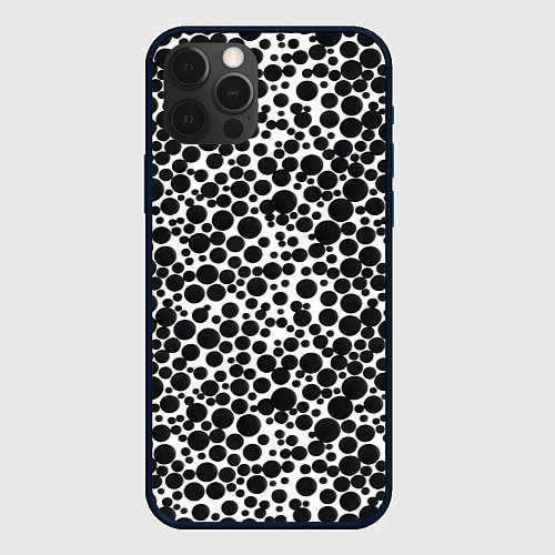 Чехол iPhone 12 Pro Чёрный горох на белом фоне / 3D-Черный – фото 1