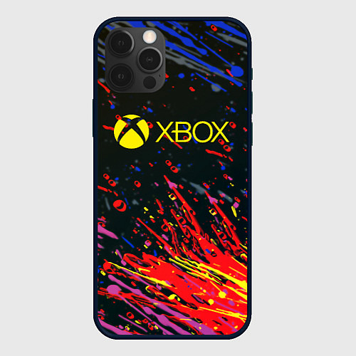 Чехол iPhone 12 Pro Xbox краски текстура / 3D-Черный – фото 1