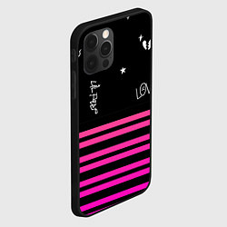 Чехол для iPhone 12 Pro Lil Peep розовые полосы, цвет: 3D-черный — фото 2