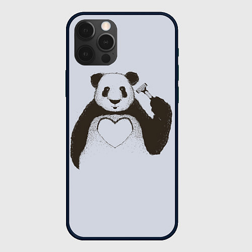 Чехол iPhone 12 Pro Panda love art / 3D-Черный – фото 1