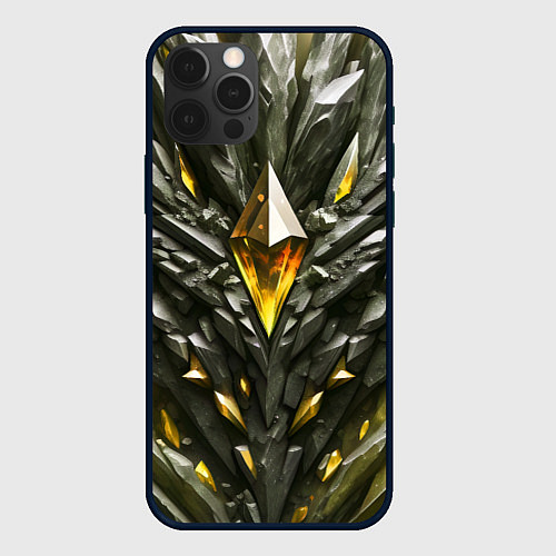 Чехол iPhone 12 Pro Камень и золотой кристалл / 3D-Черный – фото 1
