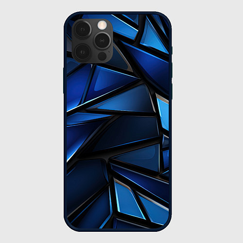 Чехол iPhone 12 Pro Синие объемные геометрические объекты / 3D-Черный – фото 1
